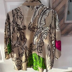 Parfois linen button up top lightweight beach shirt onesize khaki NWT